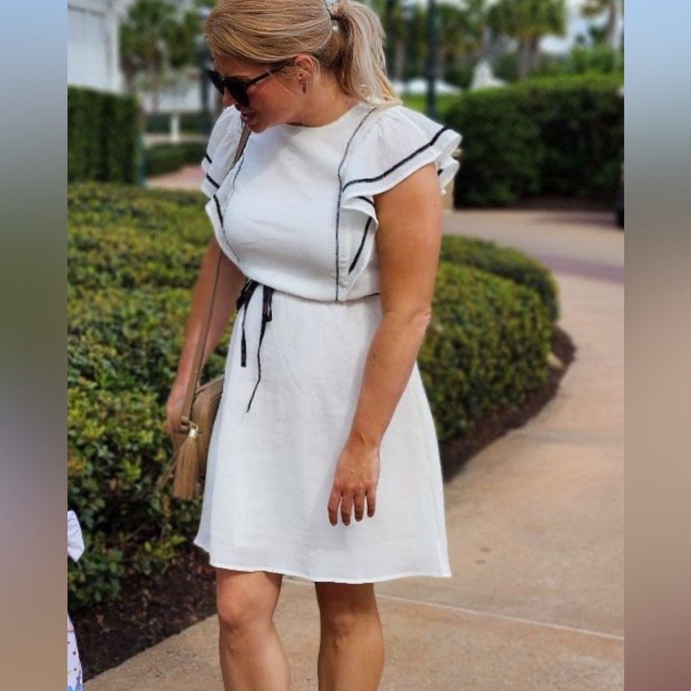 Banana Republic white dress with adorable trim